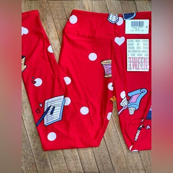 LuLaRoe Tween Leggings • Juniors 8-16, Adults 00-0 • Valentine’s Puns • Red •NWT - Picture 2 of 15